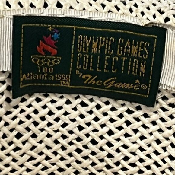 Atlanta 1996 Straw Sun Hat Women's 'The Game' Olympics 100 Green Tie One Size - Picture 11 of 11